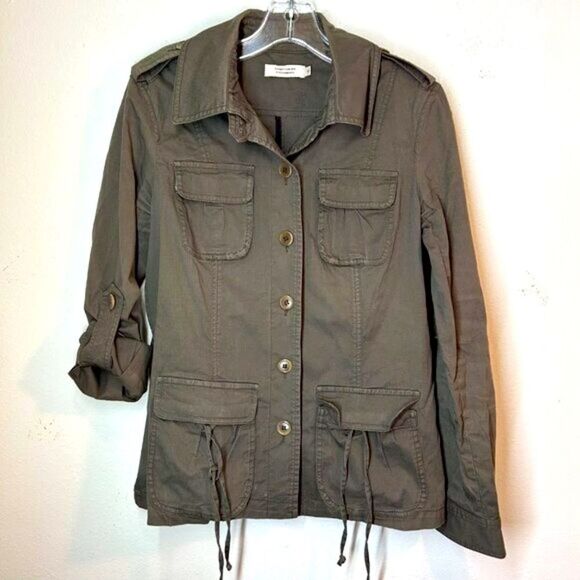 Camptoir Des Cotonniers Womans Jacket 40 Us 8 Green Military Field Anthropologie - Picture 1 of 12